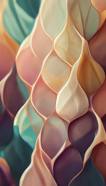 Generative AI illustration of Creamy colors, seamless textile full-drop repeated surface pattern, repeat patterns, geometric. Abstract background in creamy pastel colors, alcohol ink art