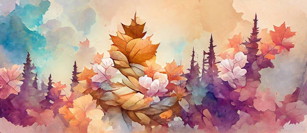 Generative AI illustration of autumn abstract background with organic lines and textures on white background. Autumn floral detail and texture. Abstract floral organic wallpaper background