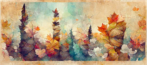 Generative AI illustration of autumn abstract background with organic lines and textures on white background. Autumn floral detail and texture. Abstract floral organic wallpaper background