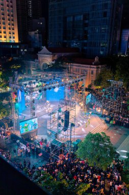 Ho Chi Minh City, Vietnam - 02 Sep, 2022: Vibrant and crowded scene on Nguyen Hue walking street and flower street during Lunar New Year and National Day at downtown of Ho Chi Minh City, Vietnam