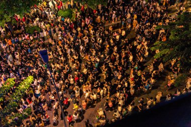 Ho Chi Minh City, Vietnam - 02 Sep, 2022: Vibrant and crowded scene on Nguyen Hue walking street during Lunar New Year and National Day at downtown of Ho Chi Minh City, Vietnam