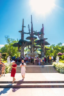 Quang Tri, Vietnam - 18 Aug 2022- La Vang church is well worth a visit which was built at the time the government killed the christens, a pilgramage site as having Holy Mother holding baby Jesus