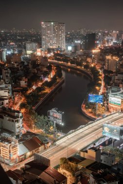 Ho Chi Minh City, Vietnam - 21 July 2022: Aerial view of Ho Chi Minh City, commonly known by its previous name, Saigon is the largest and most populous city in Vietnam. Travel and business concept