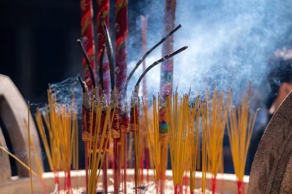 Close Burning Incense Sticks Doors Temples Vietnam Burning Incense Sticks — Stockfoto