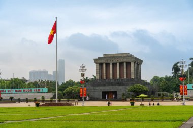 Hanoi, Vietnam - 08 Mayıs 2023: Hanoi, Vietnam 'da Vietnam' da Ho Chi Minh Anıtmezarı manzarası. Vietnam 'ın ünlü hedefi
