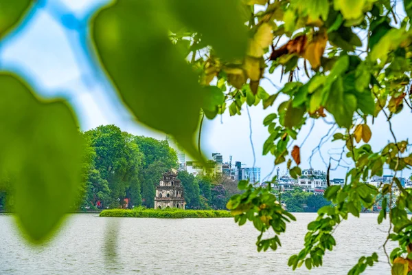 Hoan Kiem Gölü Guom Hanoi Nin Merkezinde Bulunan Sword Gölü — Stok fotoğraf