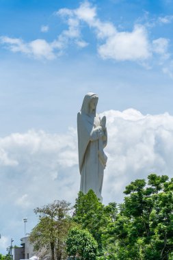 Vietnam 'ın Dong Nai eyaletindeki Nui Cui dağındaki Meryem Ana' nın Katolik dini heykeli. Seyahat ve din kavramı.