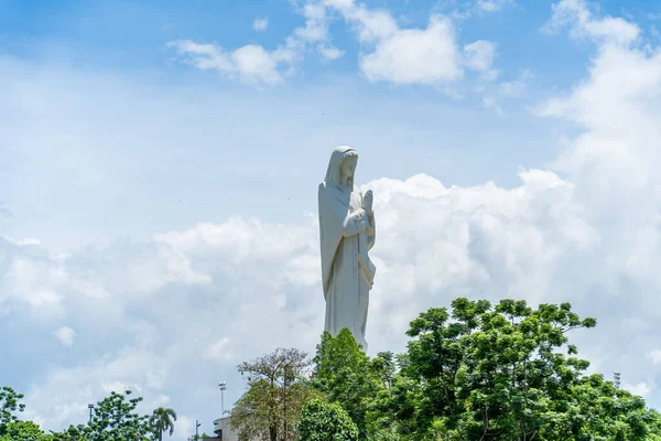 Θέα Της Παναγίας Της Λούρδης Καθολικό Θρησκευτικό Άγαλμα Ένα Βουνό — Φωτογραφία Αρχείου