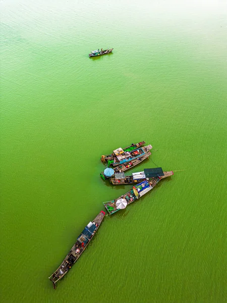 Вид Воздуха Рыбацкую Деревню Бен Ном Яркий Свежий Зеленый Образ — стоковое фото