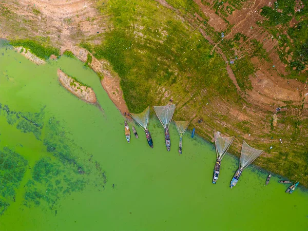 Aerial View Ben Nom Fishing Village Brilliant Fresh Green Image — Stock Photo, Image
