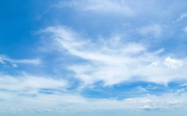 Blue Sky Background Tiny Clouds Gloomy Vivid Cyan Landscape Environment — Stock Photo, Image