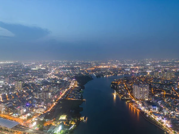 Вид Повітря Місто Хошимін Єтнам Будівлями Розвитку Транспорту Енергетичною Інфраструктурою — стокове фото