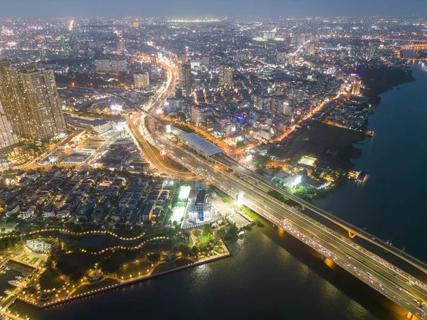 Aerial View Chi Minh City Vietnam Development Buildings Transportation Energy — Stock Photo, Image