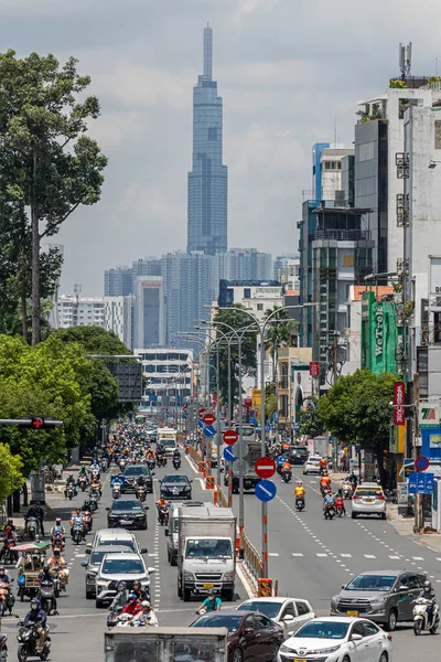 Chi Minh City Vietnam Ago 2023 Traffico Intenso Durante Giornata — Foto Stock