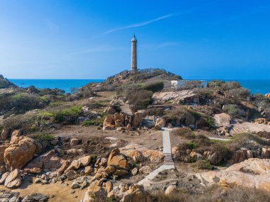 Mui Ne 'deki Ke Ga sahili, Phan Thiet, Binh Thuan, Vietnam. Ke Ga Pelerini ya da deniz feneri ziyaretçilerin en sevdiği yerdir. Seyahat kavramı.