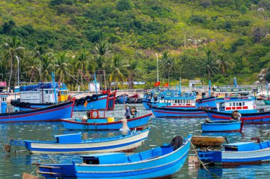 Vinh Hy körfezi manzaralı, Nui Chua ulusal parkı, Ninh Thuan bölgesi, Vietnam. Seyahat ve manzara konsepti