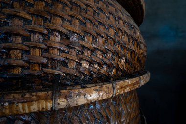 Vietnam 'ın Phu Yen bölgesinde An Dan, Tuy An bölgesinde balıkçılık yapan balıkçılara yardım eden bambu sepetinin görüntüsü. Seyahat kavramı