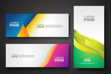 Banner set design template in trendy dynamic gradient colors with halftone effect on abstract lines or wave shapes. Element design. vector illustrator.