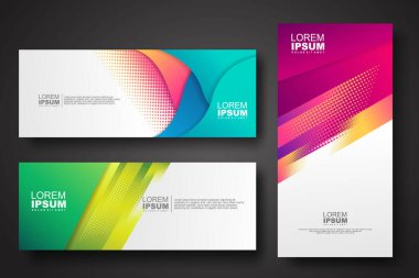 Banner set design template in trendy dynamic gradient colors with halftone effect on abstract lines or wave shapes. Element design. vector illustrator.