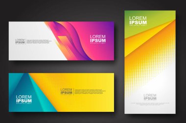Banner set design template in trendy dynamic gradient colors with halftone effect on abstract lines or wave shapes. Element design. vector illustrator.