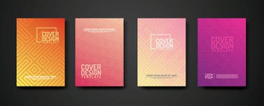 Öge tasarımı ve diğer kullanım alanları için geometrik çizgiler desenli desen arkaplan ve dinamik derecelendirme rengi ile kapak tasarımı şablonu ayarla.