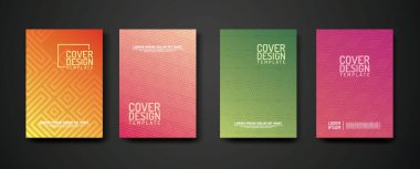 Öge tasarımı ve diğer kullanım alanları için geometrik çizgiler desenli desen arkaplan ve dinamik derecelendirme rengi ile kapak tasarımı şablonu ayarla.