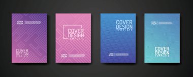 Öge tasarımı ve diğer kullanım alanları için geometrik çizgiler desenli desen arkaplan ve dinamik derecelendirme rengi ile kapak tasarımı şablonu ayarla.