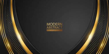 Parıldayan altın çizgiler ve parıldayan altın noktaların olduğu soyut bir arkaplan. Öge tasarımı ve diğer kullanıcılar için lüks ve zarif tasarım. Vektör illüstrasyonu