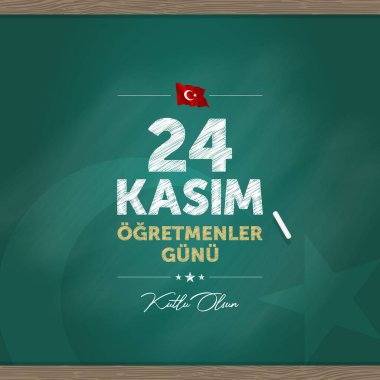 24 Kasım ogretmenler gunu vektör çizim. (24 Kasım, Türk öğretmenler günü kutlama kartı.)