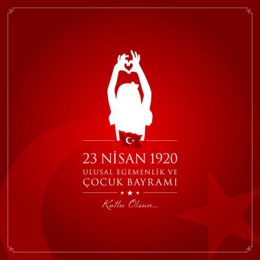 23 nisan cocuk bayrami vektör çizim. (23 Nisan Ulusal Egemenlik ve çocuk gün Türkiye'de kutlama kartı.)