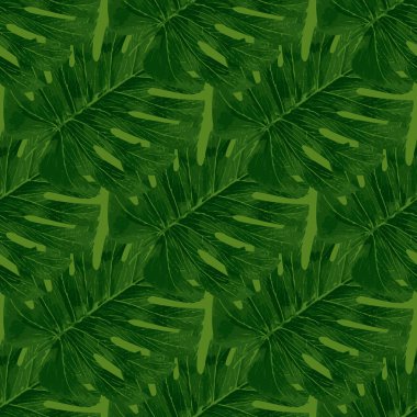 Kusursuz tropikal yaprak deseni ve arkaplan vektör çizimi