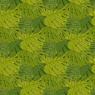 Kusursuz tropikal yaprak deseni ve arkaplan vektör çizimi