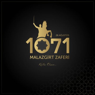 26 agthe malazgirt zaferi vektör illüstrasyonu. (26 Ağustos, Malazgirt Zafer Günü Türkiye kutlama kartı.)