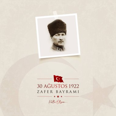 30 agu zafer bayrami vektör illüstrasyonu. (30 Ağustos, Zafer Günü Türkiye kutlama kartı.)
