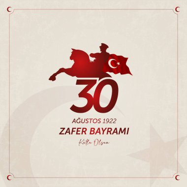 30 agu zafer bayrami vektör illüstrasyonu. (30 Ağustos, Zafer Günü Türkiye kutlama kartı.)