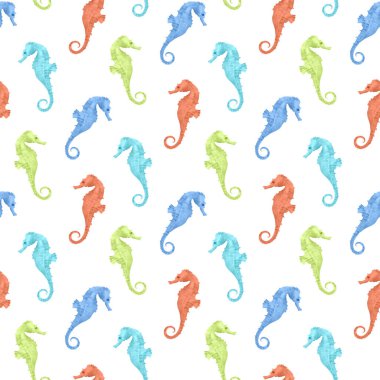 kusursuz deniz atı deseni ve arkaplan vektör çizimi