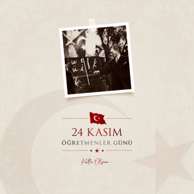 24 Kasım ogretmenler gunu vektör çizim. (24 Kasım, Türk öğretmenler günü kutlama kartı.)