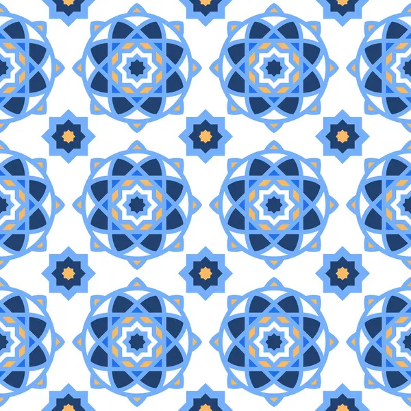 pürüzsüz simetrik, geometrik Akdeniz seramiği, porselen döşemeler tasarım deseni ve arkaplan vektörü çizimi