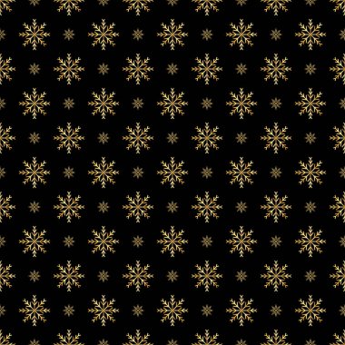 Kusursuz altın kar taneleri deseni ve arkaplan vektör çizimi