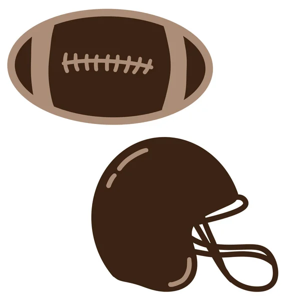 Ручной Рисунок Американского Футбольного Оборудования Шарового Шлема Бежевый Коричневый Minmalist — стоковое фото