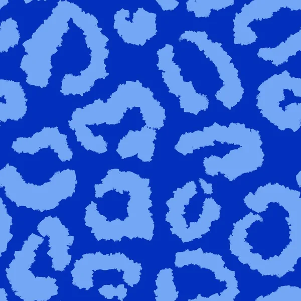 Handgezeichnetes Nahtloses Muster Mit Blauem Leopardengeparden Print Wildtierhaut Pelz Hintergrunddesign — Stockfoto