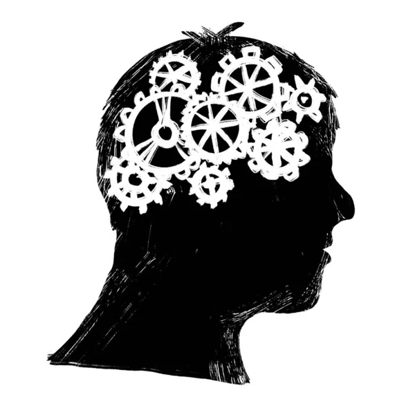 Άνθρωπος Κεφάλι Τεχνολογία Εργαλείων Ιδέα Δημιουργικότητα Σκέψης Έννοια Μυαλό Προβλήματα — Φωτογραφία Αρχείου