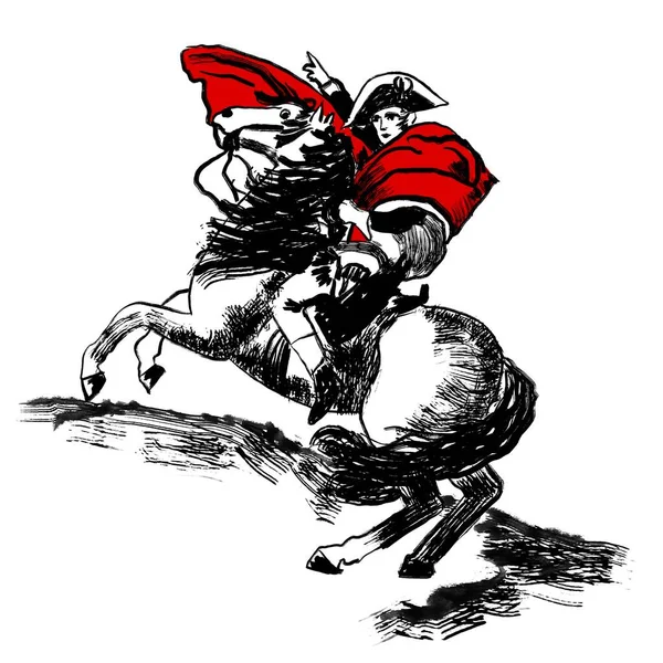 Napoleon Kruising Alpen Franse Bonaparte Keizer Paard David Schilderij Schets — Stockfoto