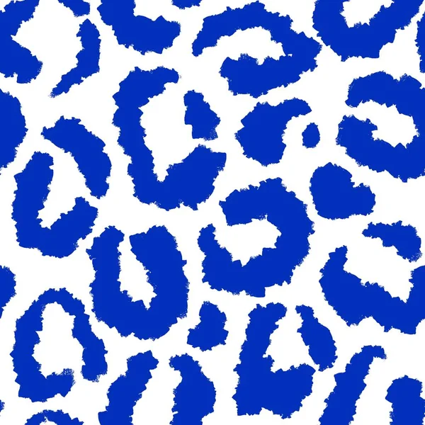 Patrón Sin Costura Dibujado Mano Estampado Guepardo Leopardo Azul Piel —  Fotos de Stock