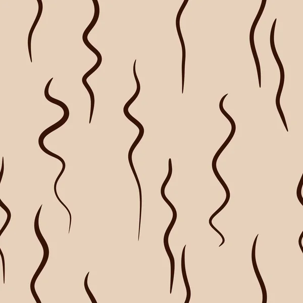 无缝手画出米黄色的抽象图案 单色几何线螺旋形蛇曲线 现代简约装饰用包装纸用纺织品墙纸 — 图库照片