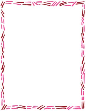 El çizimi Sevgililer Günü sayfası çerçeve sınırı. Pembe kalp aşk öpücüğü illüstrasyon davetiyesi, grafik eğriler romantik selamlama afişi şablonu, şirin çizgi film dikdörtgen dikdörtgen klipsi