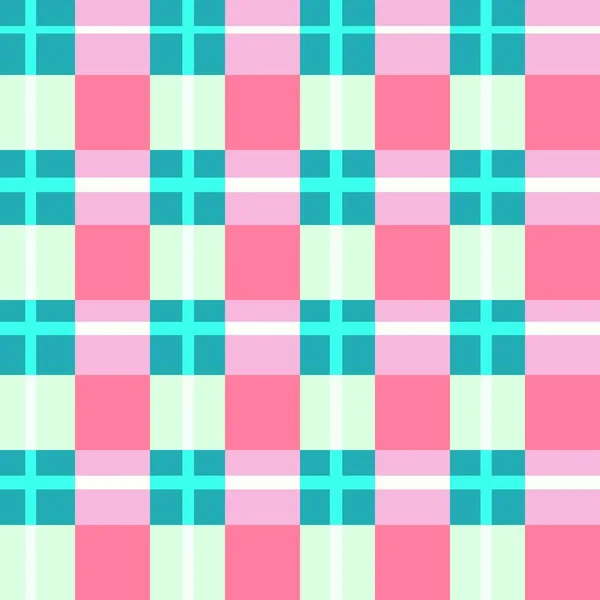 手工绘制的格子呢格子呢格子呢格子呢织物图案 蓝色粉红蓝绿色 检查抽象几何中的正方形线条 现代色彩鲜亮的设计 — 图库照片