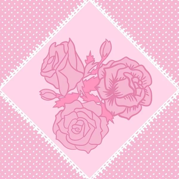 Kézzel Rajzolt Zökkenőmentes Minta Rózsaszín Csipke Damaszt Négyzet Virágokkal Polka — Stock Fotó