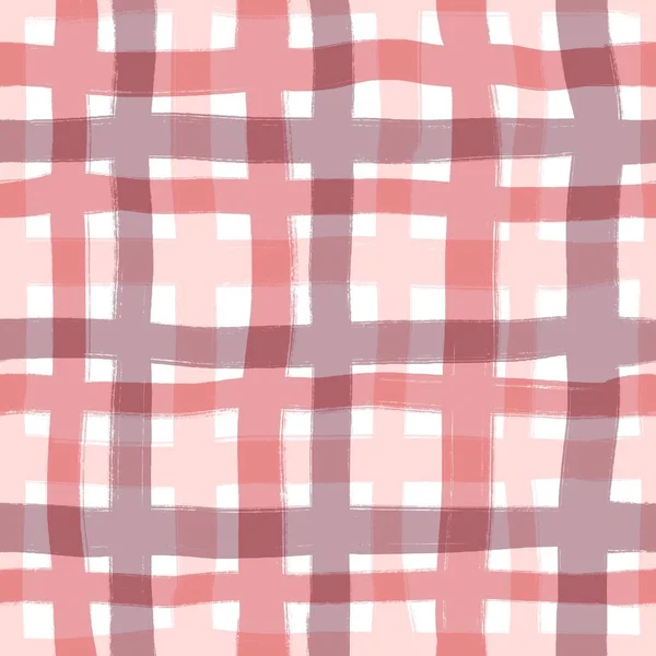 Hand Drawn Seamless Pattern Plaid Tartan Checkered Textile Print Lilac — Stock Photo, Image