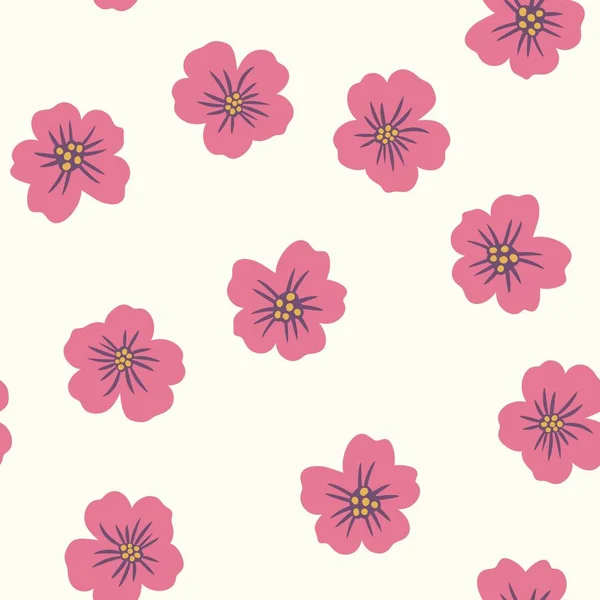 Handgezeichnete Nahtlose Muster Von Winzigen Ditsy Blumen Rosafarbener Blumendruck Auf — Stockfoto